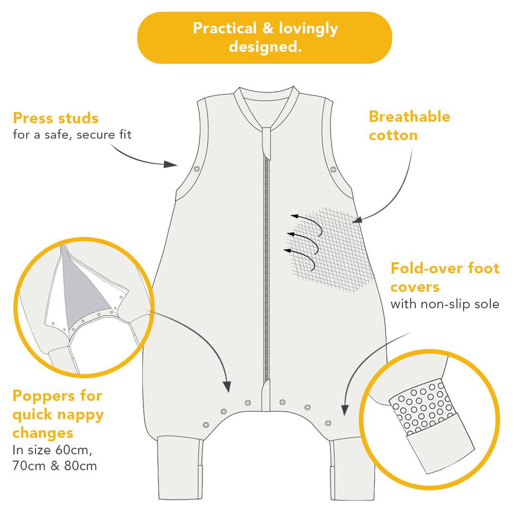 Organic Sleeping Bag with Feet & Foldable Feet Covers - 1.0 TOG_USP_419