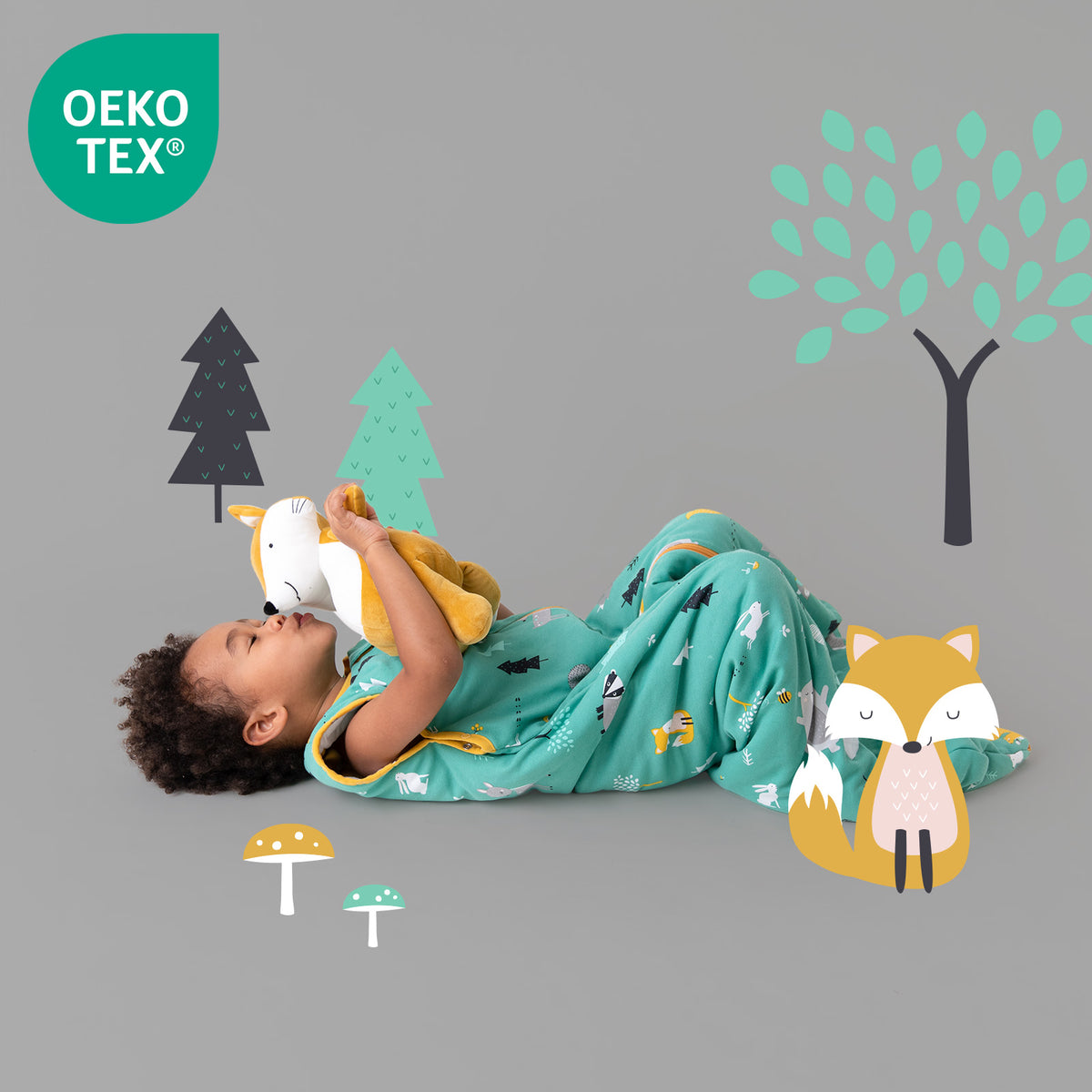 Organic Baby Sleeping Bag - 1.0 TOG_Woodland Animals_OEKOTEX_421