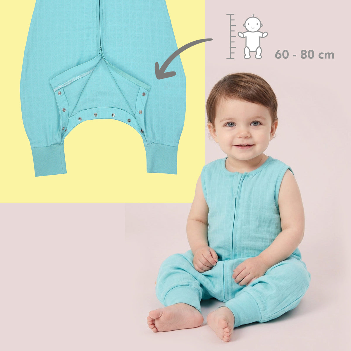 Muslin Sleeping Bag with Feet - 0.5 Tog_Aqua_3_422