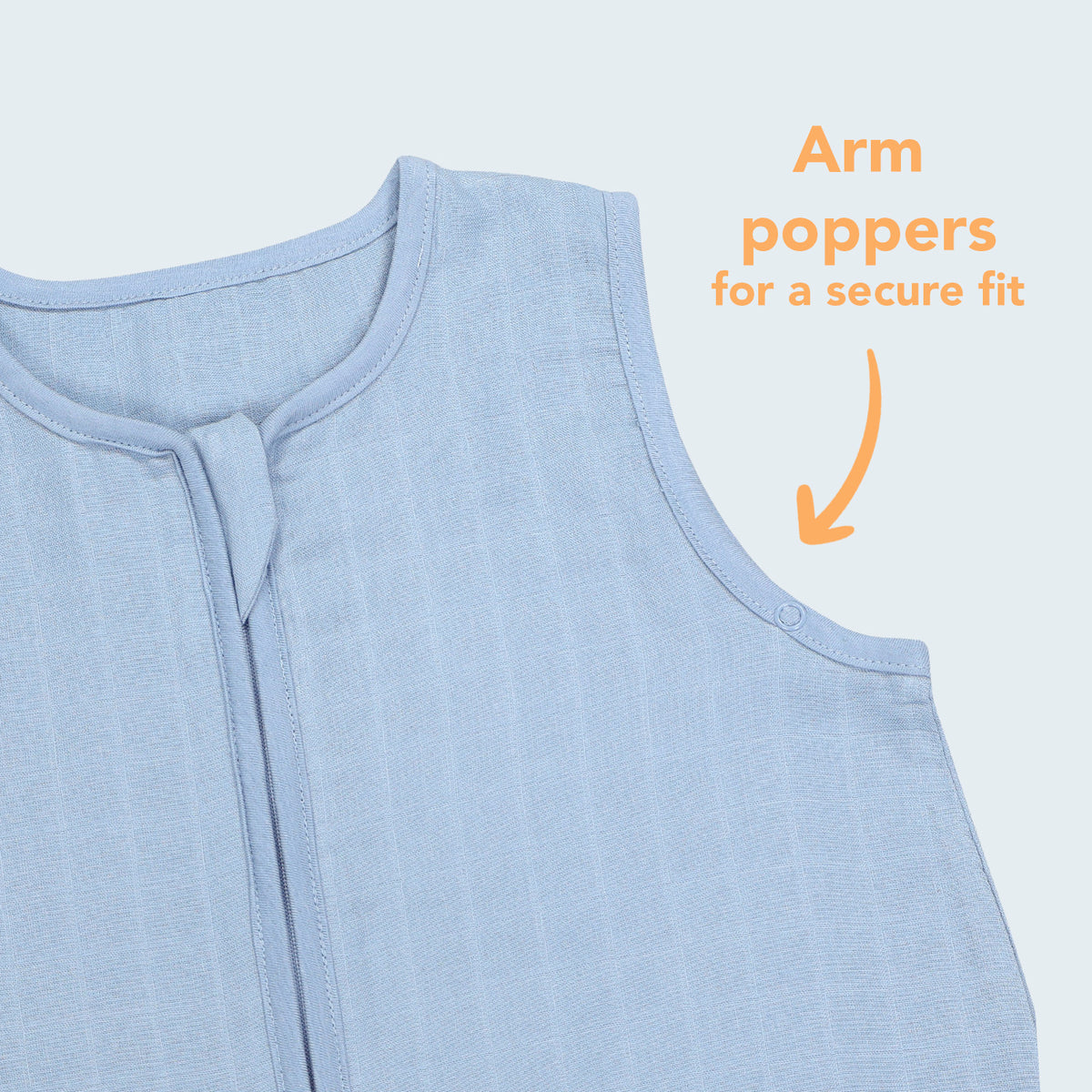 Muslin Sleeping Bag with Feet - 0.5 Tog_Powder Blue_4_422