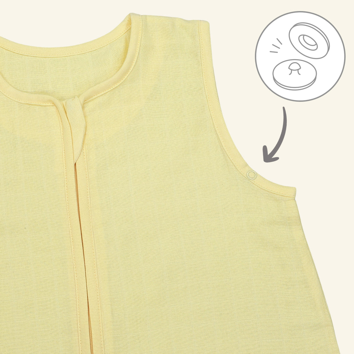Muslin Sleeping Bag with Feet - 0.5 Tog_Soft Yellow_4_422