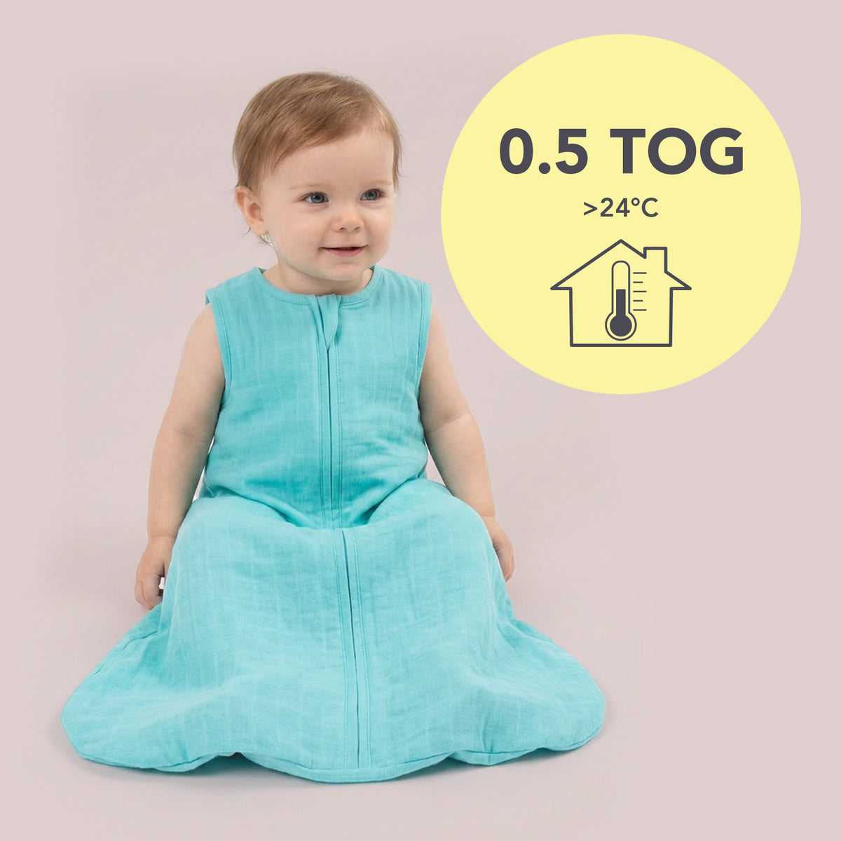 Plain Muslin Sleeping Bag - 0.5 Tog_Aqua_5_423