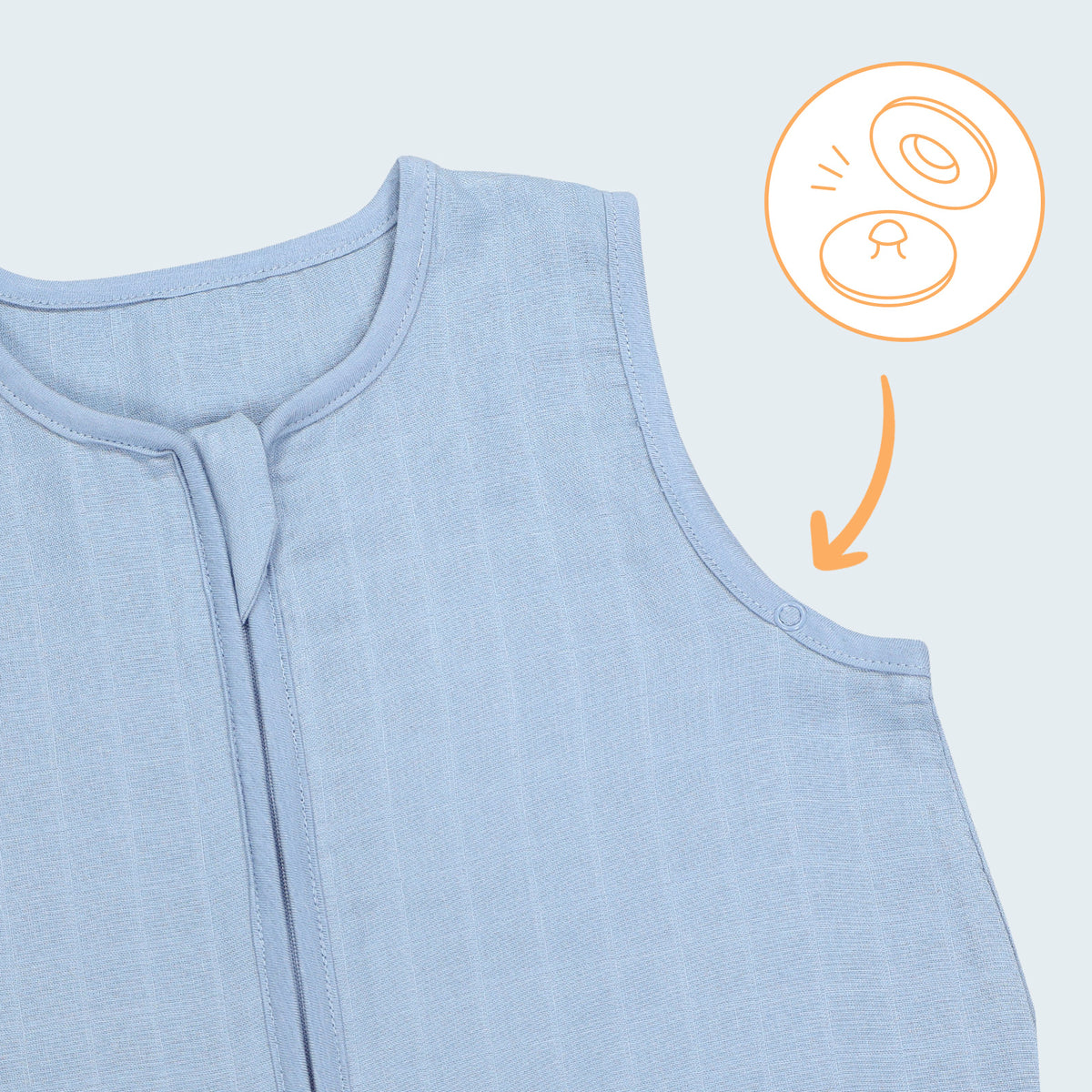 Plain Muslin Sleeping Bag - 0.5 Tog_Powder Blue_4_423