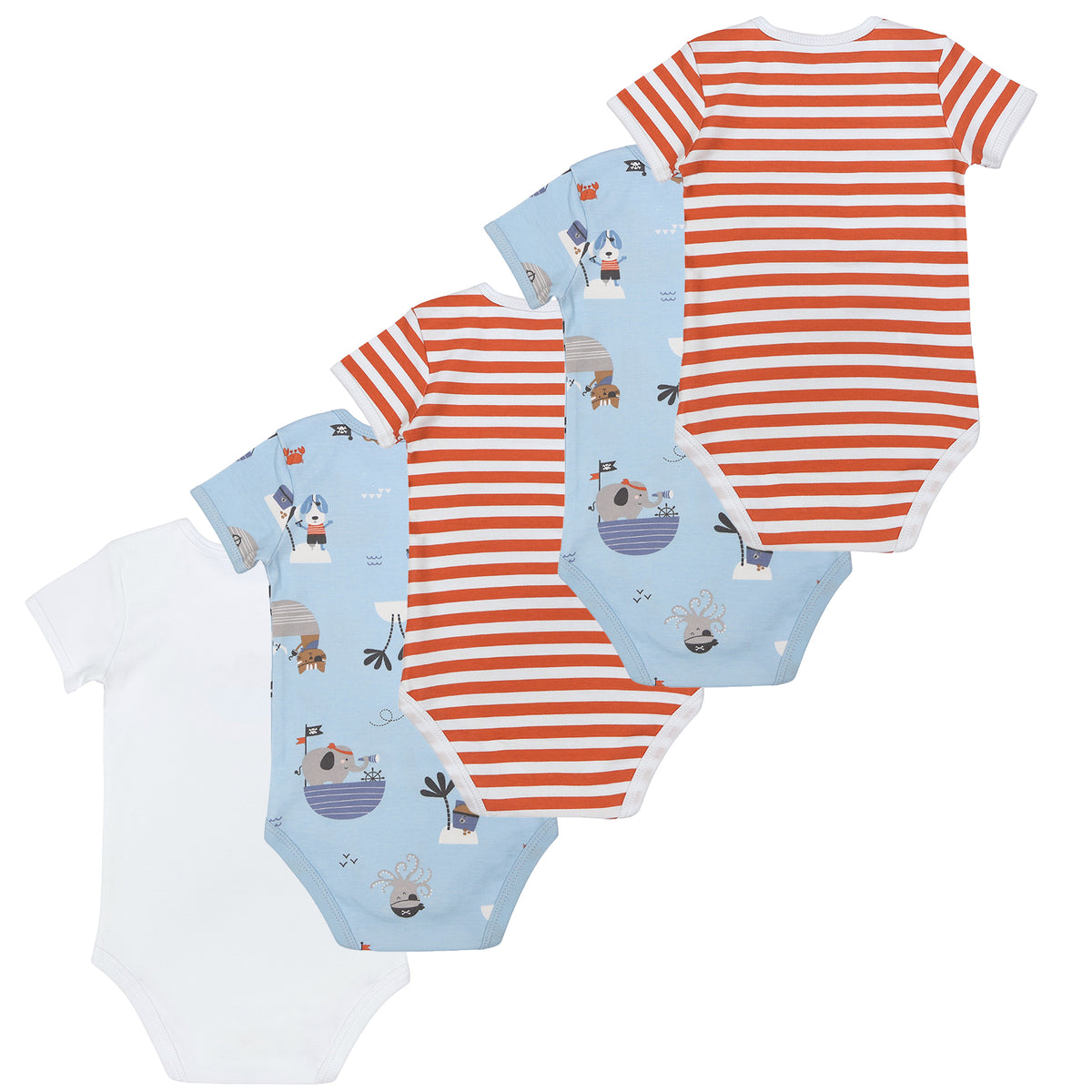 100% Organic Short Sleeve Baby Body - 5-pack_Pirate_6_430