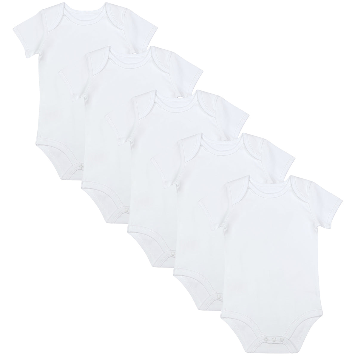 100% Organic Short Sleeve Baby Body - 5-pack_White_1_430