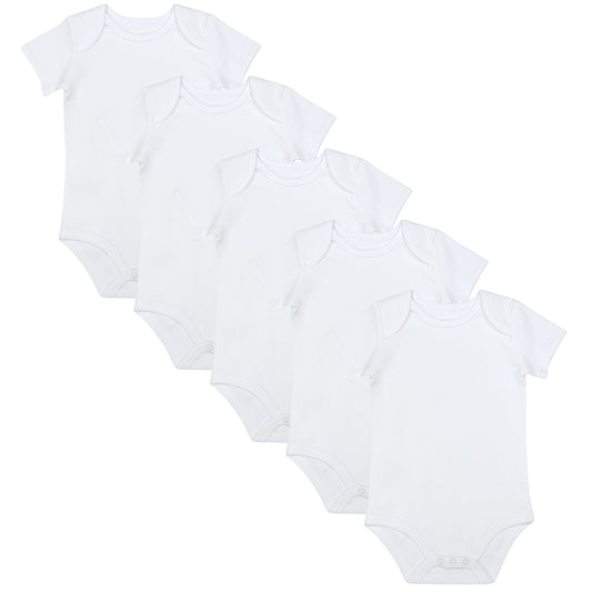 100% Organic Short Sleeve Baby Body - 5-pack_White_1_430