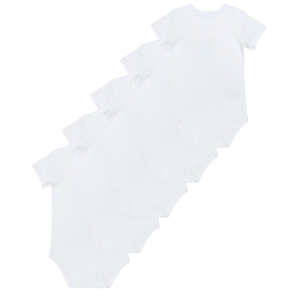 100% Organic Short Sleeve Baby Body - 5-pack_White_6_430