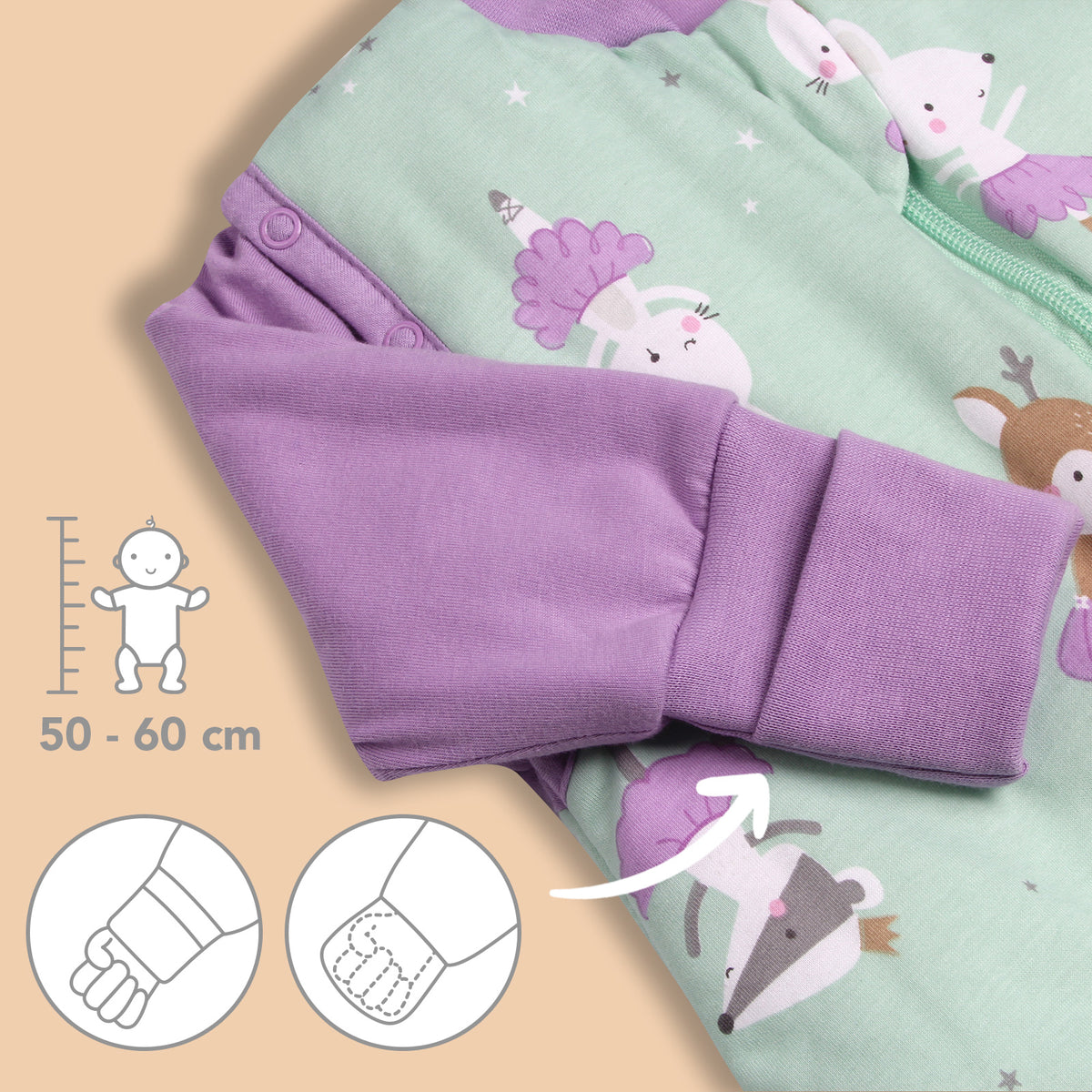 Sleeping Bag with Feet & Foldable Feet Covers - 2.5 TOG_Ballerina_sleeve area_461