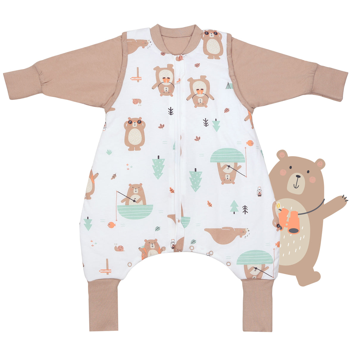 Sleeping Bag with Feet & Foldable Feet Covers - 2.5 TOG_Explorer Bear_front_461