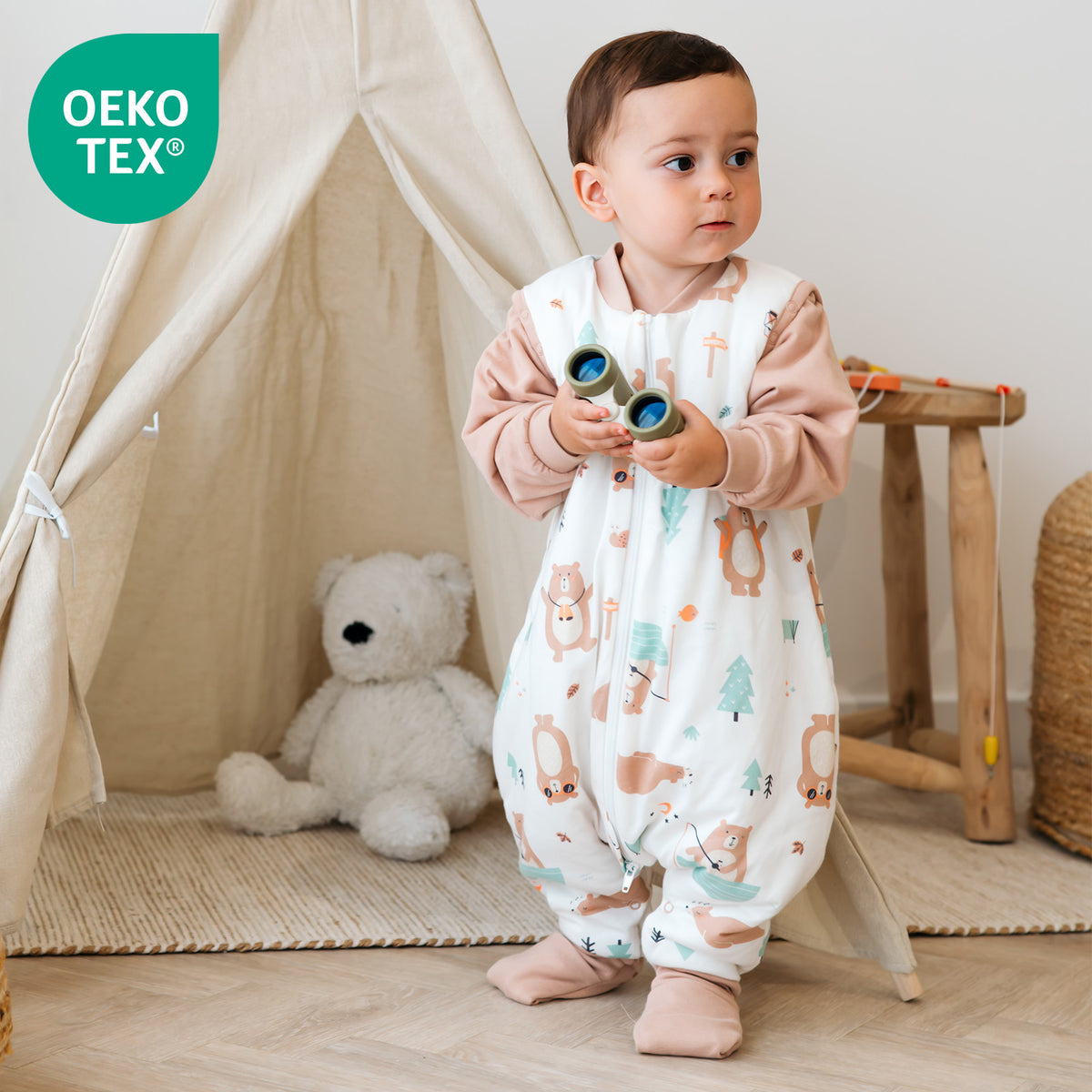 Sleeping Bag with Feet & Foldable Feet Covers - 2.5 TOG_Explorer Bear_OEKOTEX_461