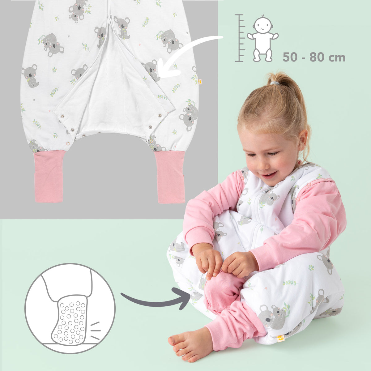 Sleeping Bag with Feet & Foldable Feet Covers - 2.5 TOG_Koala_foot area_461