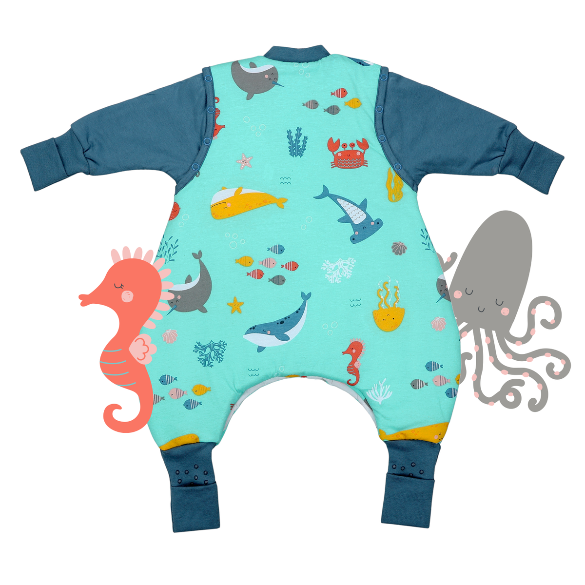 Sleeping Bag with Feet & Foldable Feet Covers - 2.5 TOG_Under the Sea_back_461