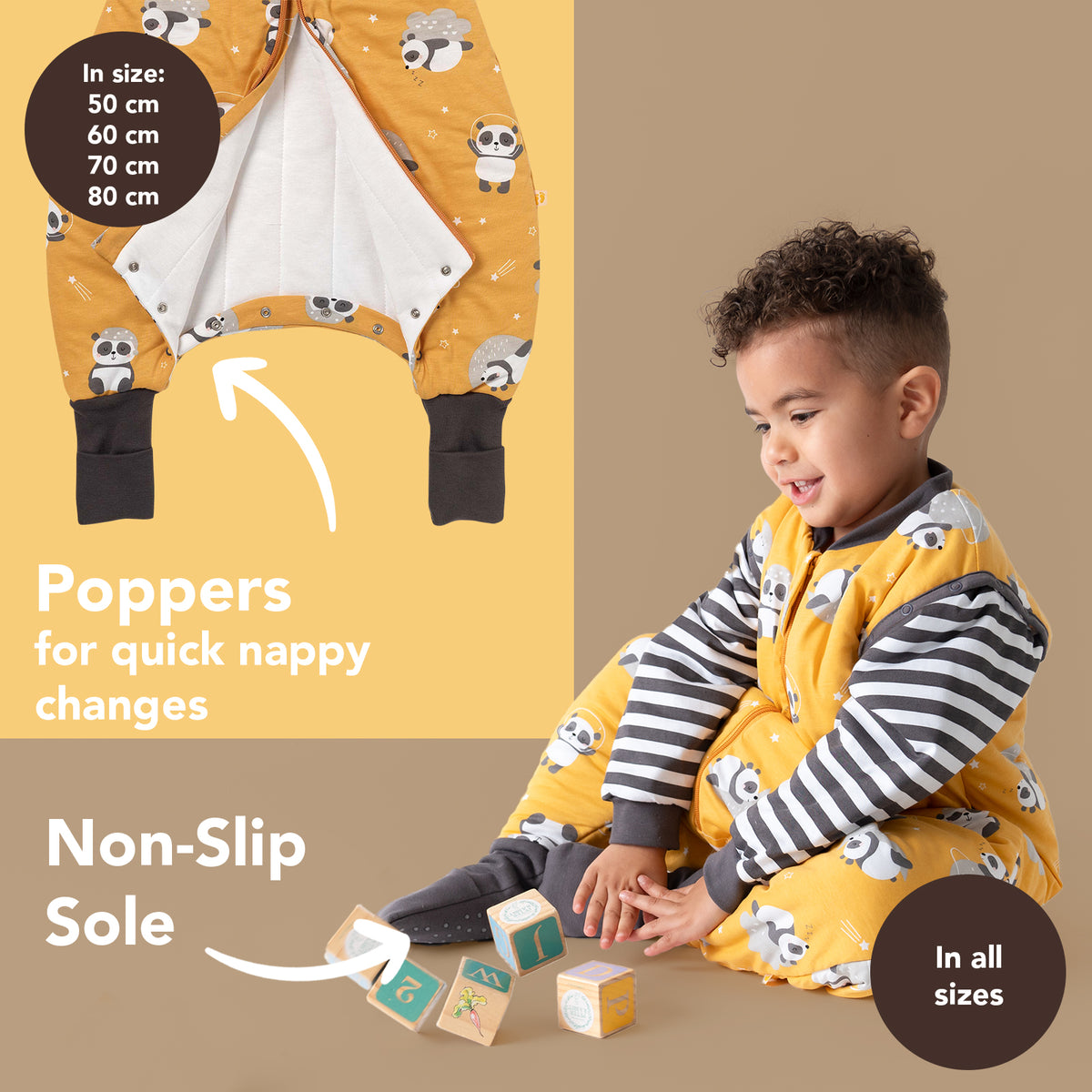 Sleeping Bag with Feet & Foldable Feet Covers - 2.5 TOG_Panda_foot area_461