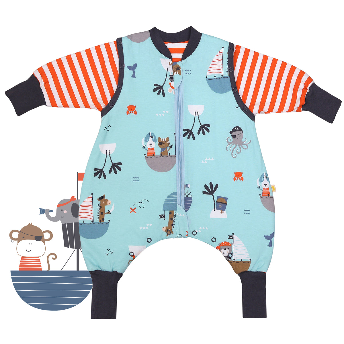 Sleeping Bag with Feet & Foldable Feet Covers - 2.5 TOG_Pirate_front_461