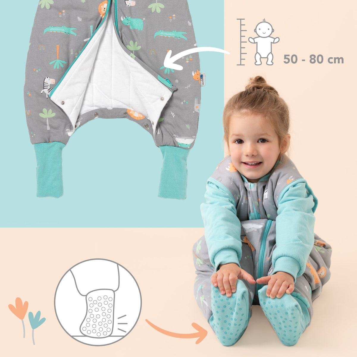 Sleeping Bag with Feet & Foldable Feet Covers - 2.5 TOG_Safari_foot area_461