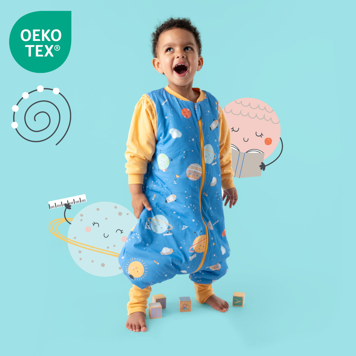 Sleeping Bag with Feet & Foldable Feet Covers - 2.5 TOG_Space_OEKOTEX_461