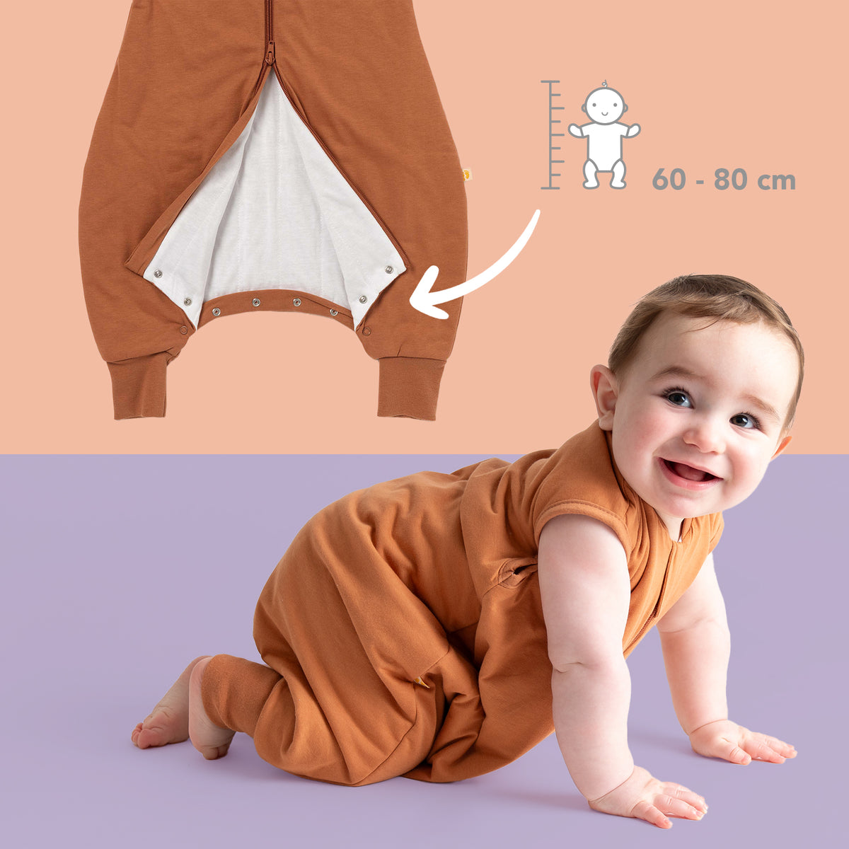 Plain Sleeping Bag with Feet - 2.5 TOG_Caramel_foot area_463
