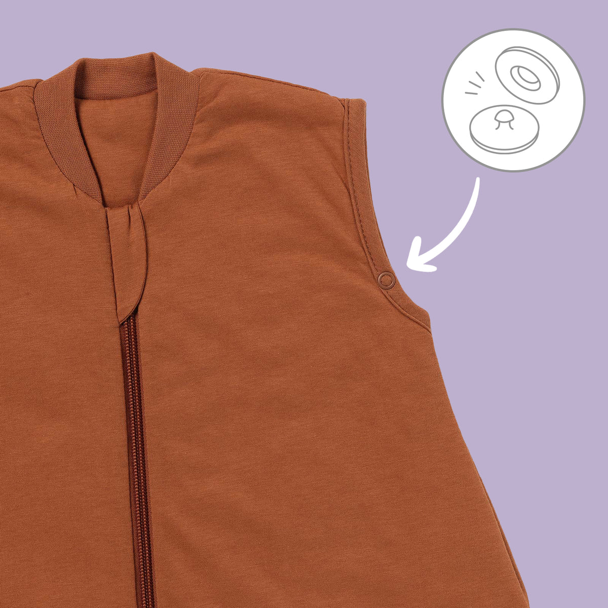 Plain Sleeping Bag with Feet - 2.5 TOG_Caramel_sleeve area_463
