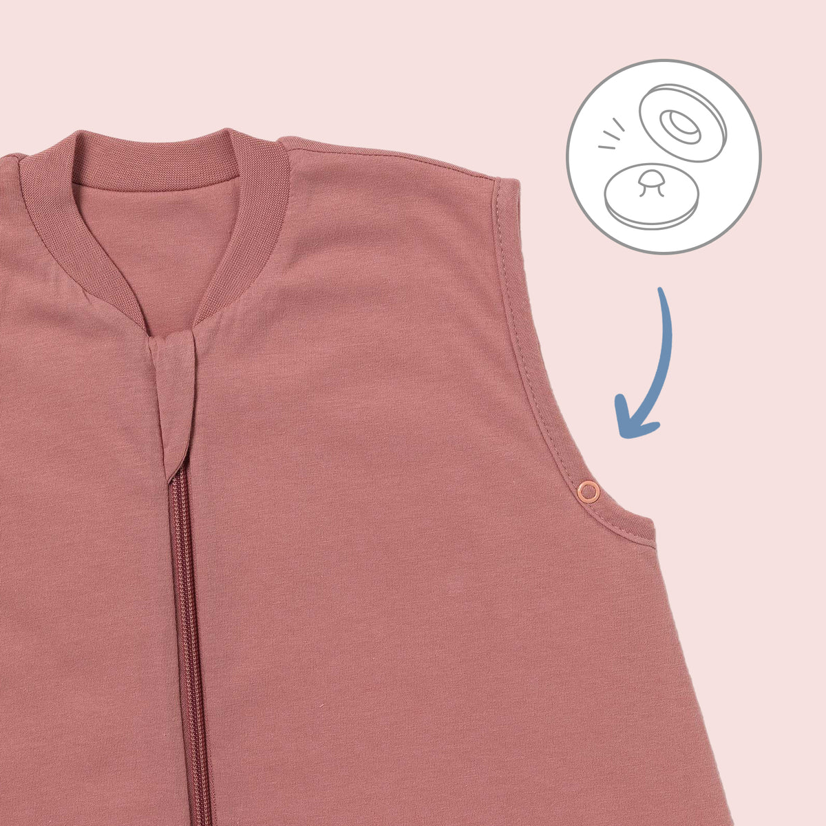 Plain Sleeping Bag with Feet - 2.5 TOG_Rose Pink_sleeve area_463
