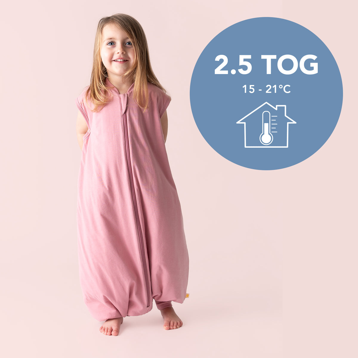 Plain Sleeping Bag with Feet - 2.5 TOG_Rose Pink_TOG_463