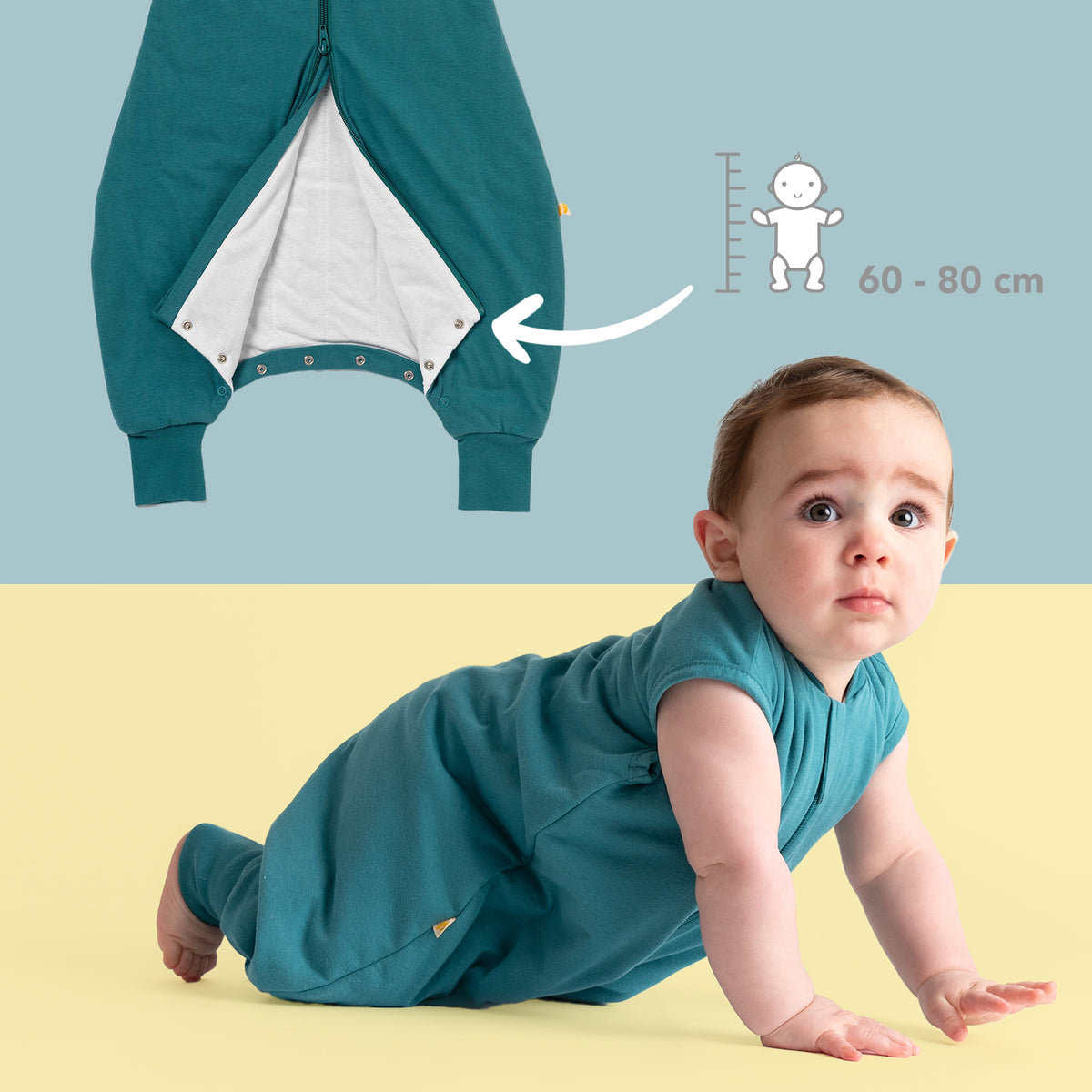 Plain Sleeping Bag with Feet - 2.5 TOG_Teal_foot area_463