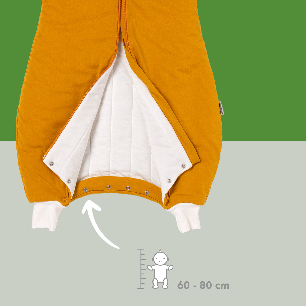Plain Sleeping Bag with Feet - 2.5 TOG_Mustard_foot area_463