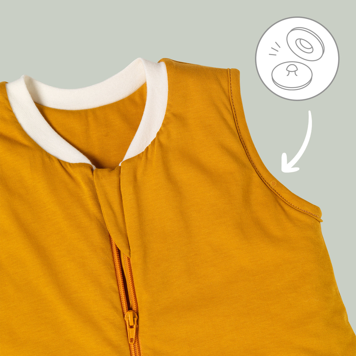 Plain Sleeping Bag with Feet - 2.5 TOG_Mustard_sleeve area_463