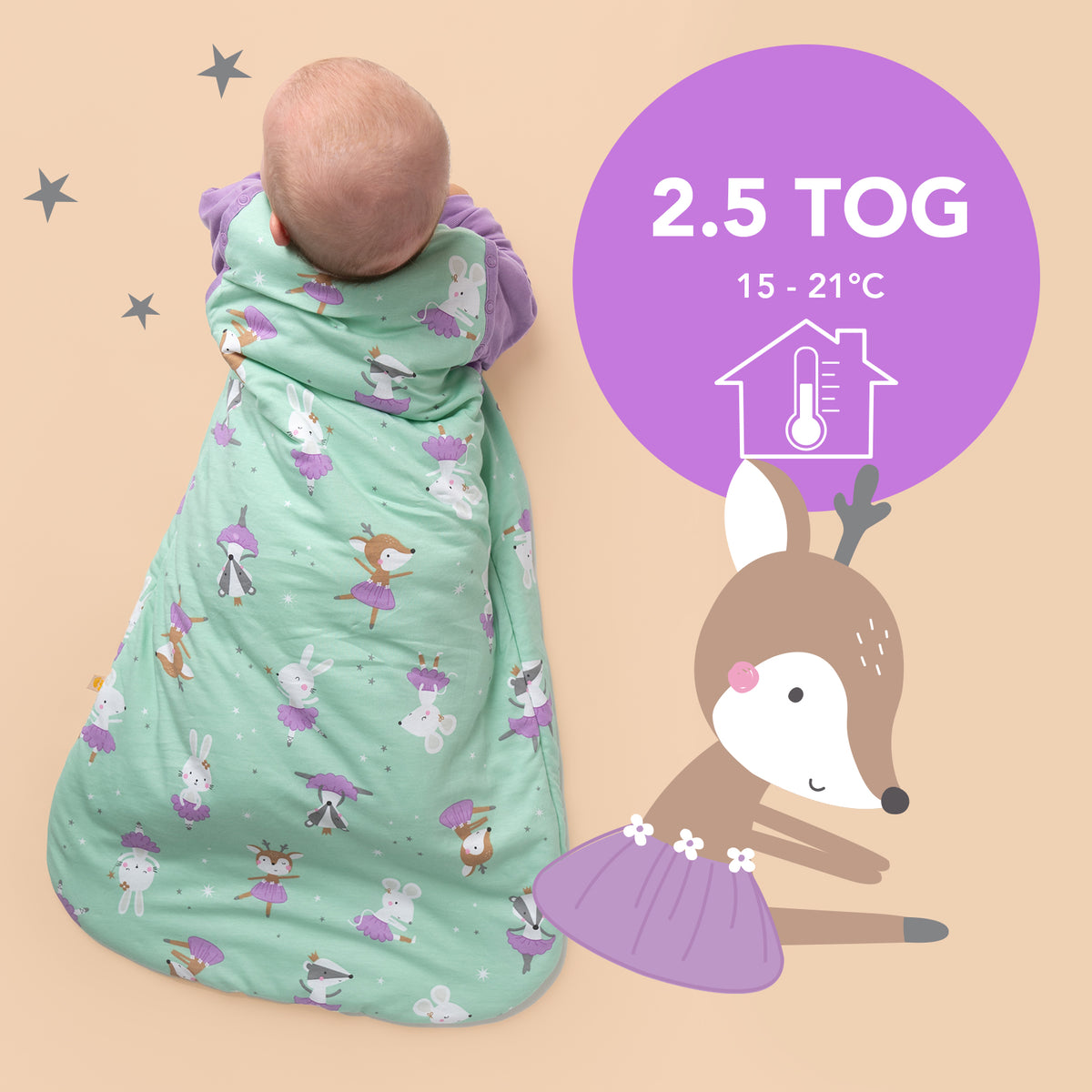 Sleeping Bag with Detachable Sleeves - 2.5 TOG_Ballerina_TOG_465