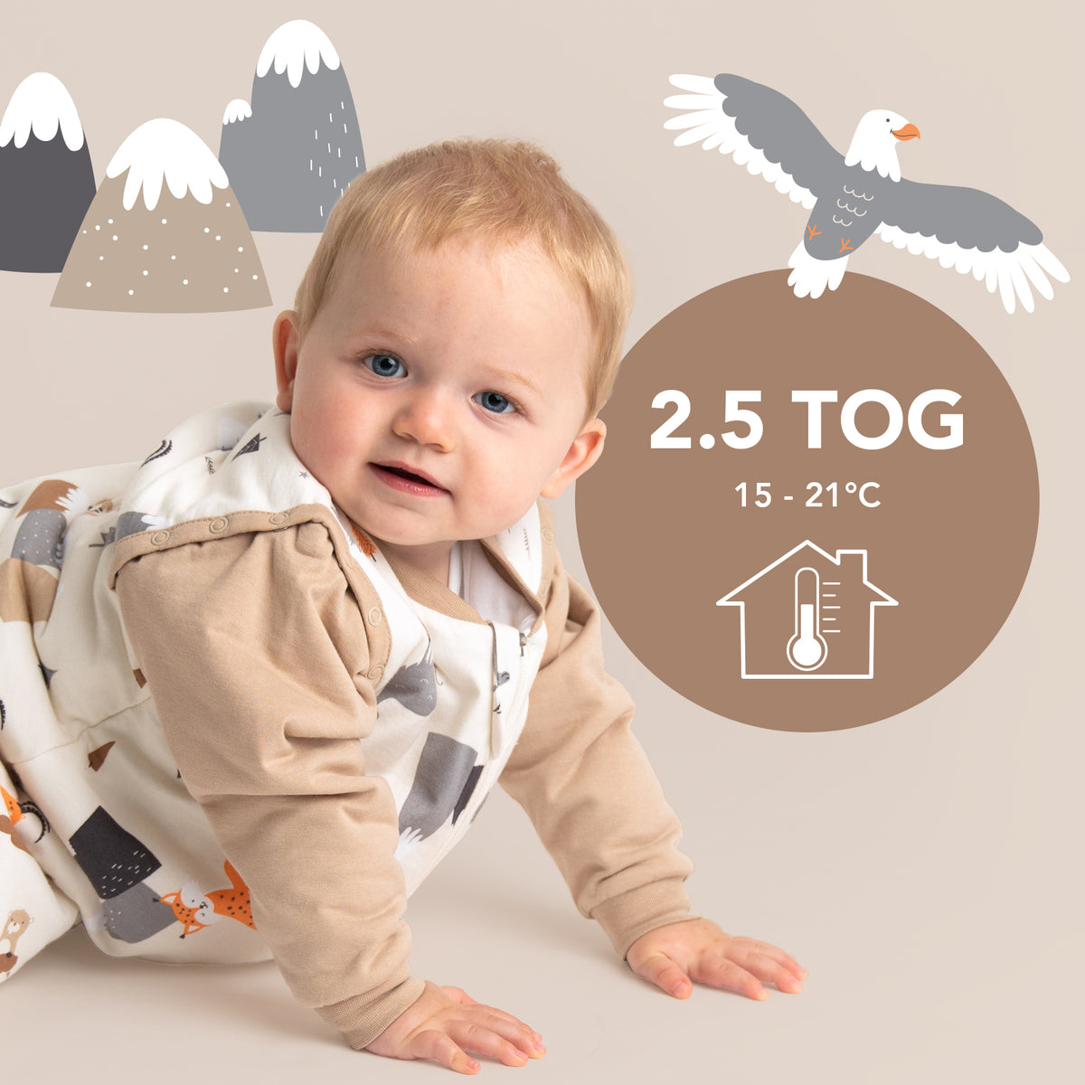 Sleeping Bag with Detachable Sleeves - 2.5 TOG_Mountain Animals_TOG_465