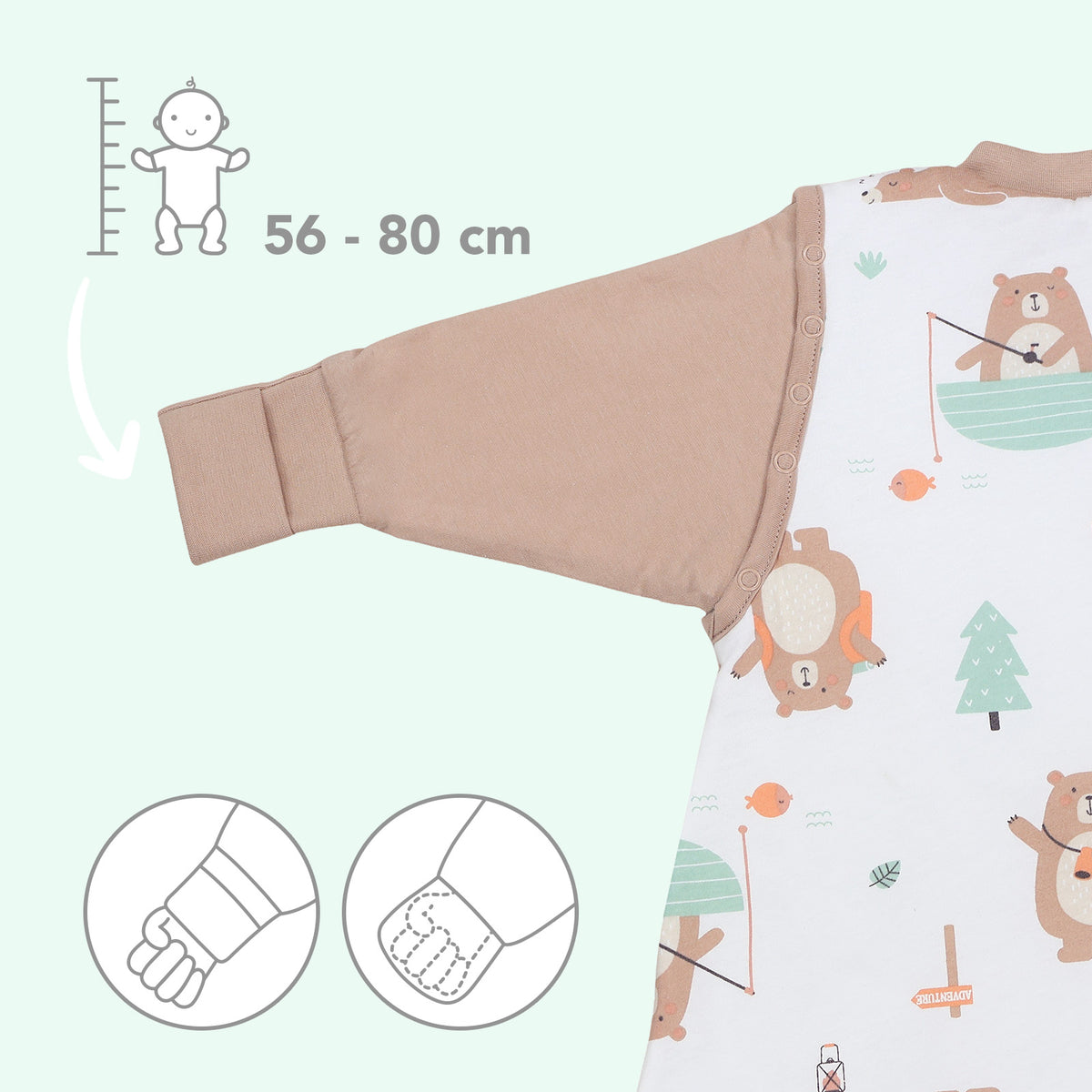 Sleeping Bag with Detachable Sleeves - 2.5 TOG_Explorer Bear_sample image_465