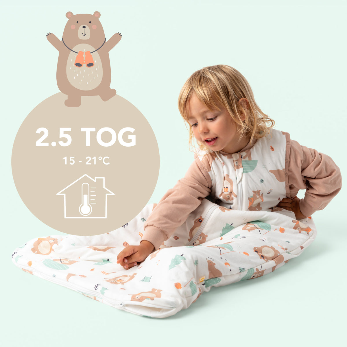Sleeping Bag with Detachable Sleeves - 2.5 TOG_Explorer Bear_TOG_465