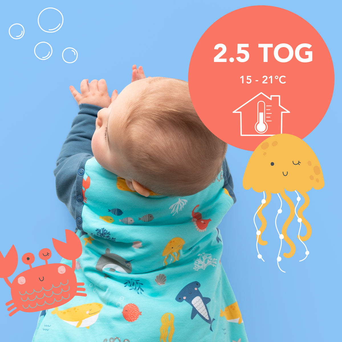 Sleeping Bag with Detachable Sleeves - 2.5 TOG_Under the Sea_TOG_465