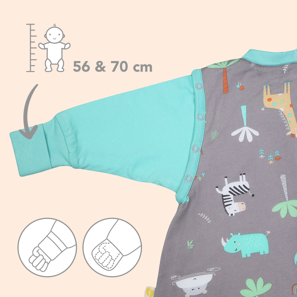 Sleeping Bag with Detachable Sleeves - 2.5 TOG_Safari_sleeve area_465