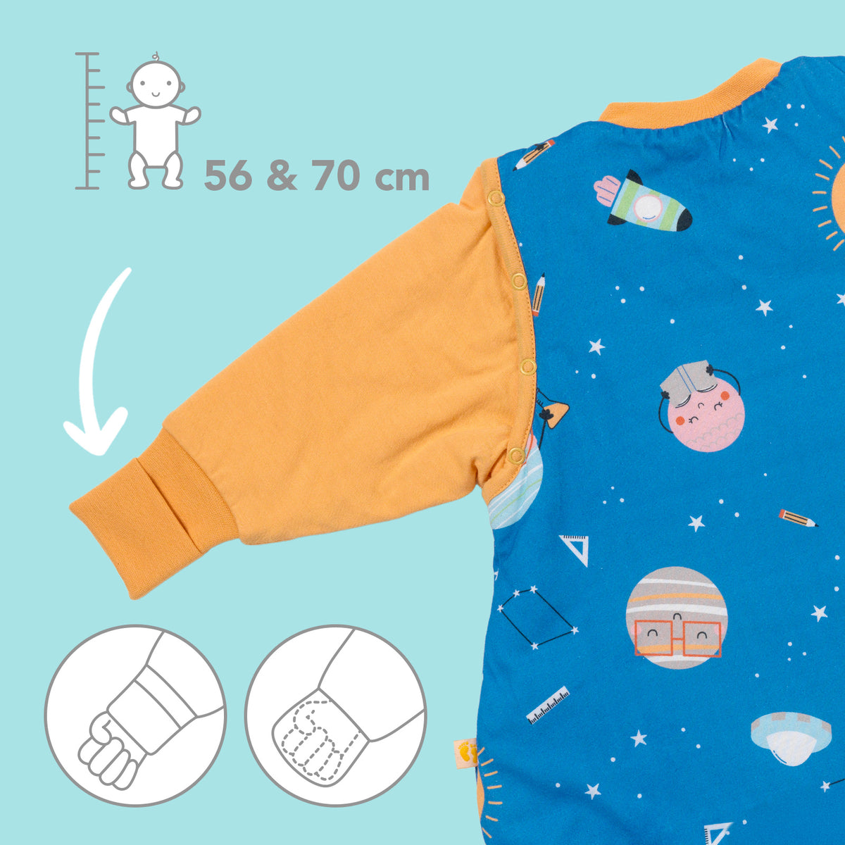 Sleeping Bag with Detachable Sleeves - 2.5 TOG_Space_sleeve area_465
