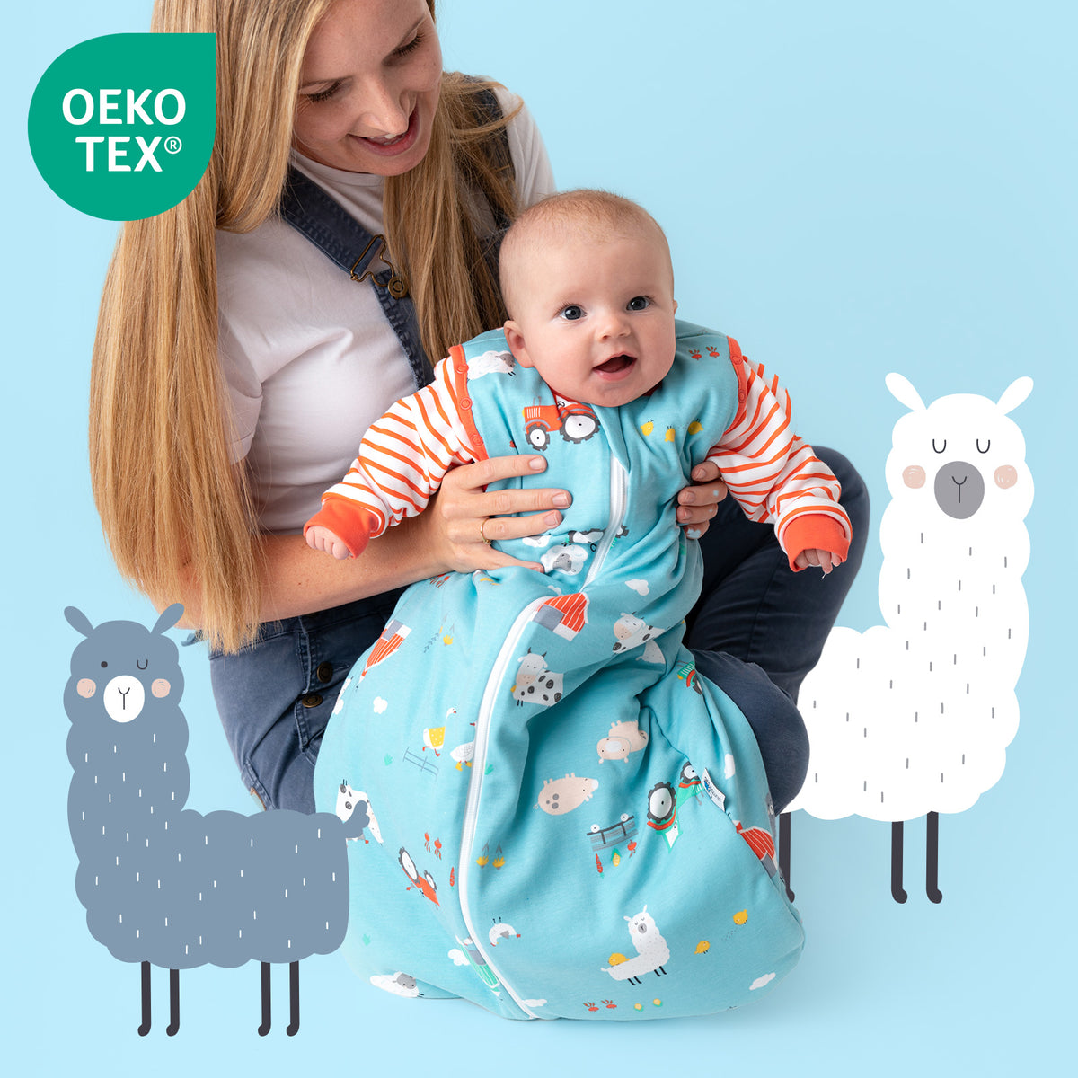 Organic Sleeping Bag with Detachable Sleeves - 2.5 TOG_Farmyard_OEKOTEX_466