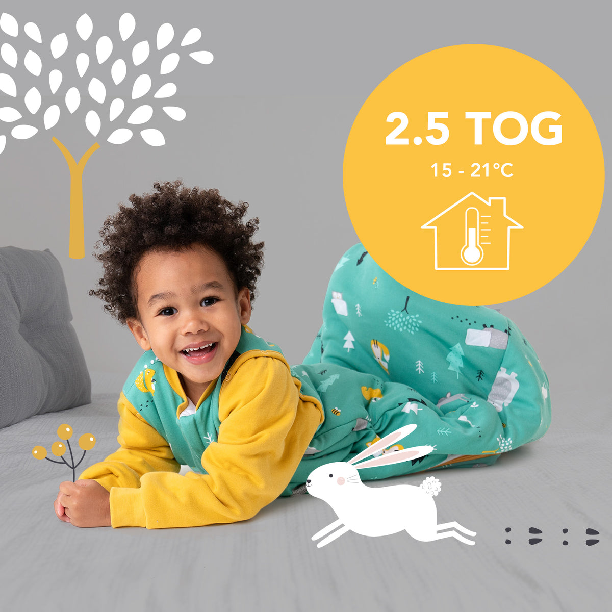 Organic Sleeping Bag with Detachable Sleeves - 2.5 TOG_Woodland Animals_TOG_466