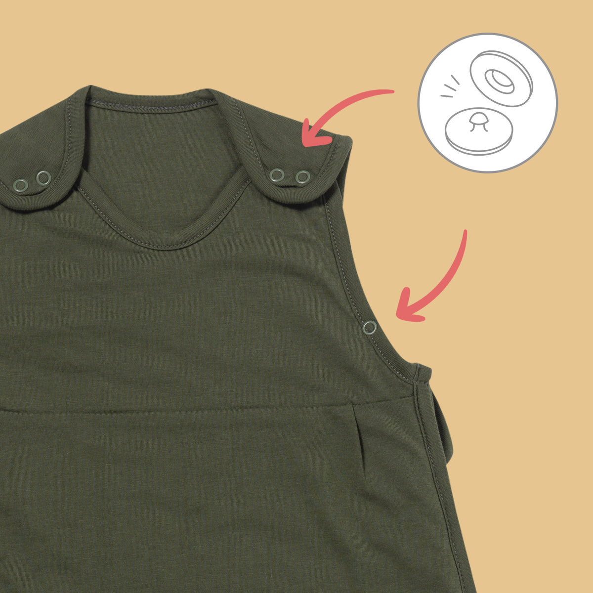 Plain Sleeping Bag - 2.5 TOG_Olive_sleeve area_467