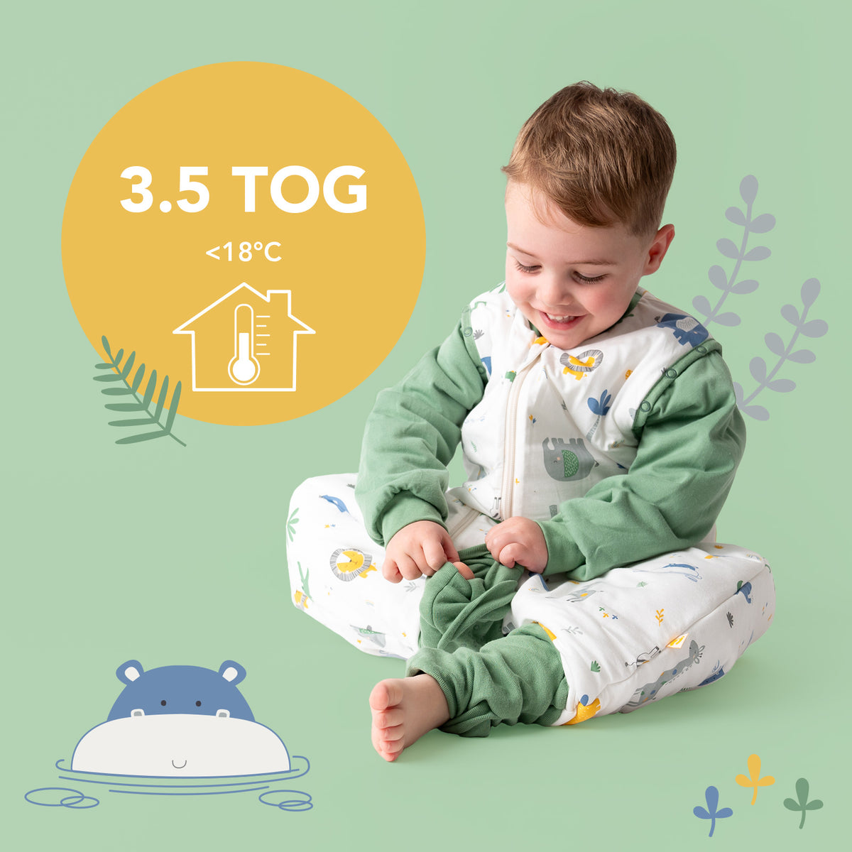 Sleeping Bag with Feet & Foldable Feet Covers - 3.5 TOG_Jungle_TOG_468