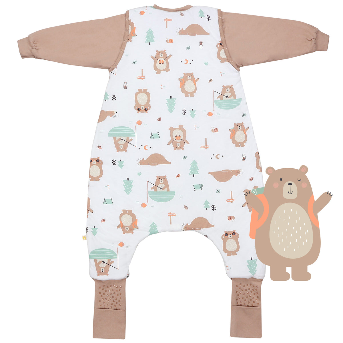 Sleeping Bag with Feet & Foldable Feet Covers - 3.5 TOG_Explorer Bear_back_468