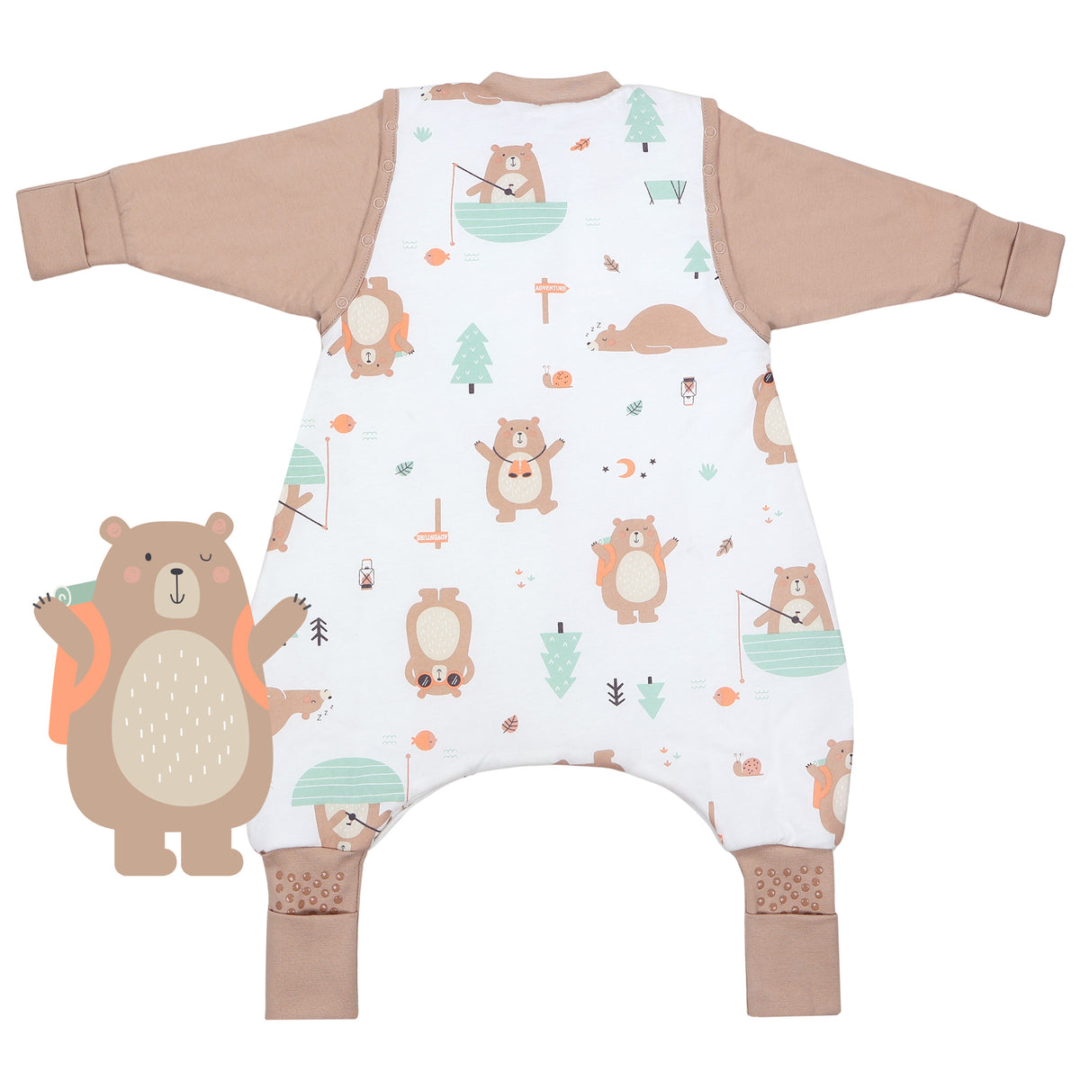 Sleeping Bag with Feet & Foldable Feet Covers - 3.5 TOG_Explorer Bear_back_468