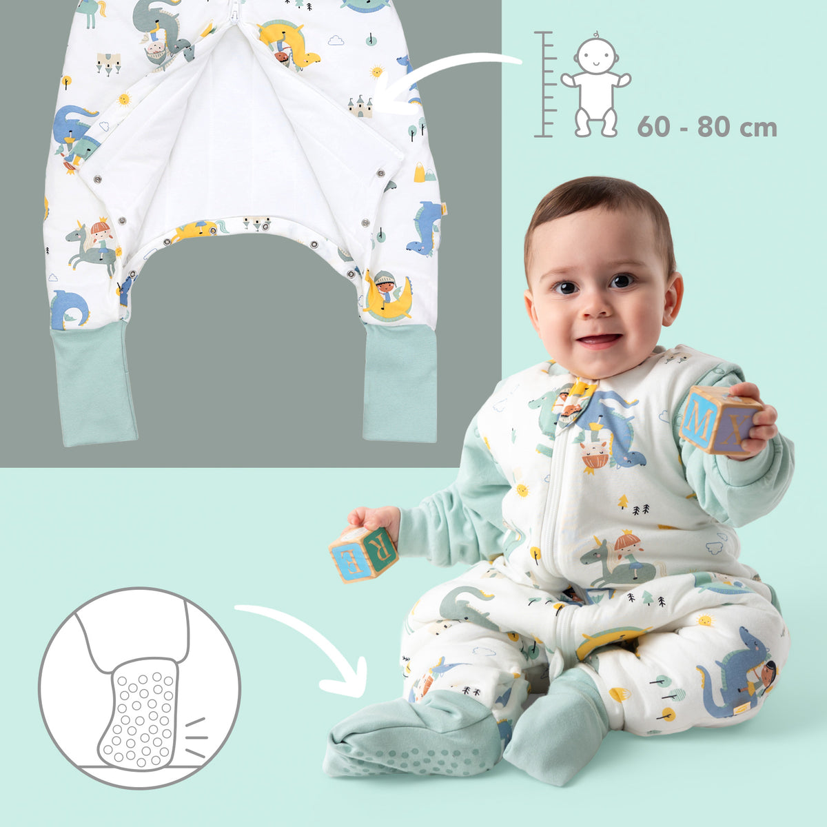 Sleeping Bag with Feet & Foldable Feet Covers - 3.5 TOG_Fantasia_foot area_468