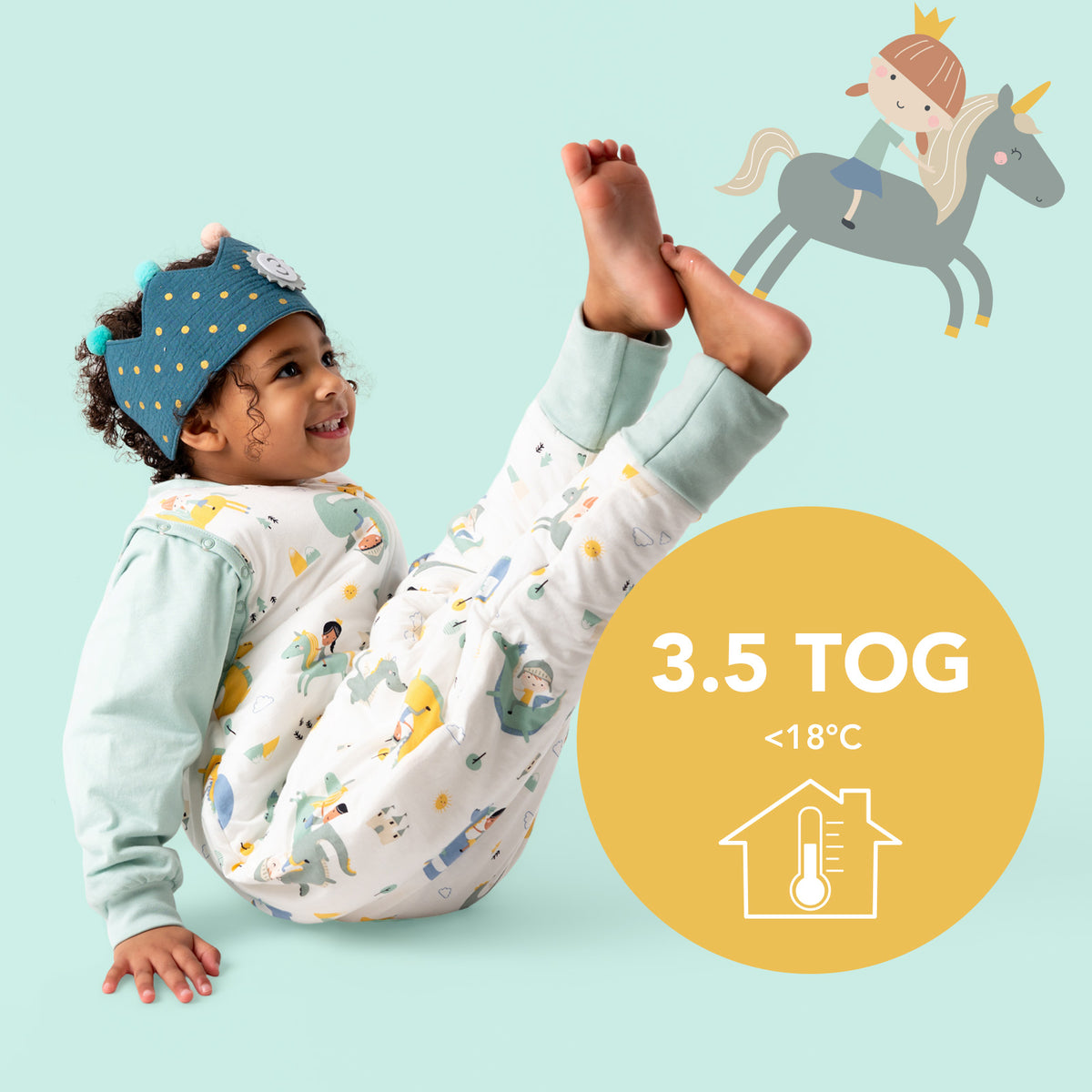 Sleeping Bag with Feet & Foldable Feet Covers - 3.5 TOG_Fantasia_TOG_468