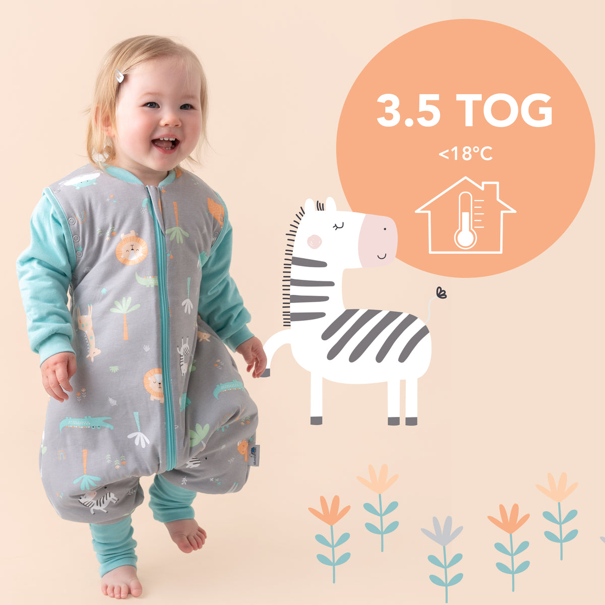 Sleeping Bag with Feet & Foldable Feet Covers - 3.5 TOG_Safari_TOG_468