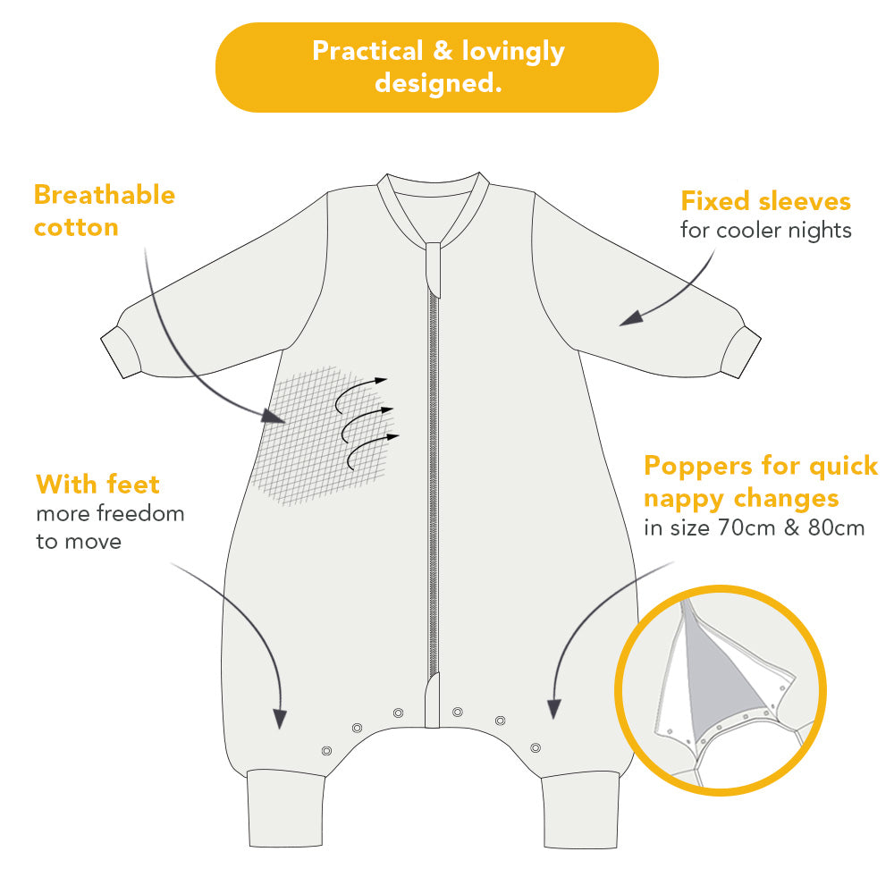 Organic Sleeping Bag with Feet & Foldable Feet Covers - 3.5 TOG_USP_469