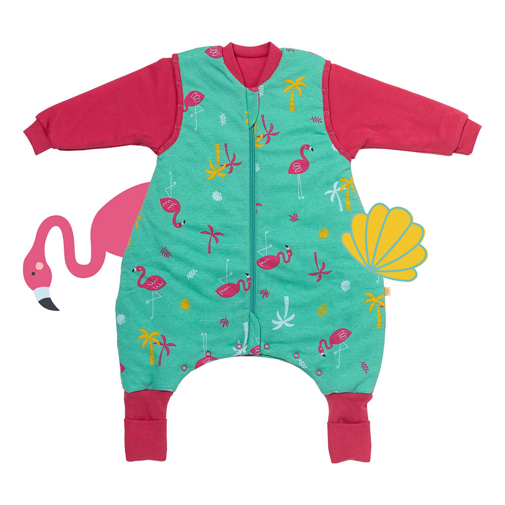Organic Sleeping Bag with Feet & Foldable Feet Covers - 3.5 TOG_Flamingo_front_469