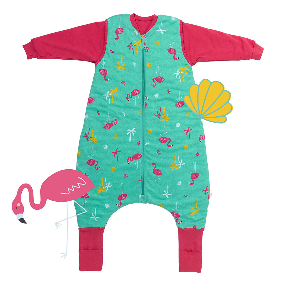 Organic Sleeping Bag with Feet & Foldable Feet Covers - 3.5 TOG_Flamingo_front_469