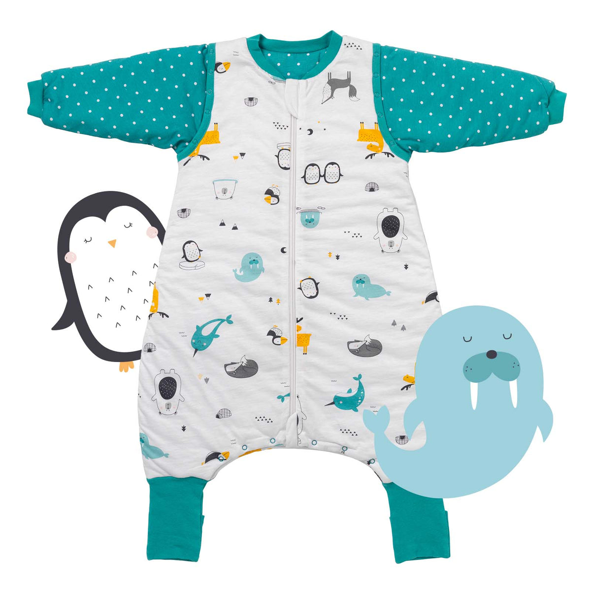 Organic Sleeping Bag with Feet & Foldable Feet Covers - 3.5 TOG_Polar Pals_front_469