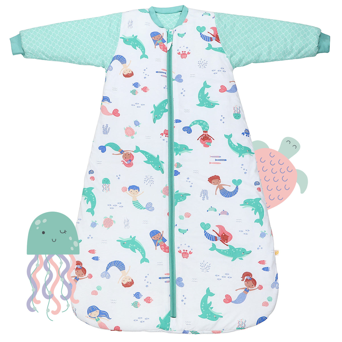 Long Sleeve Baby Sleeping Bag - 3.5 TOG_Mermaid_front_471