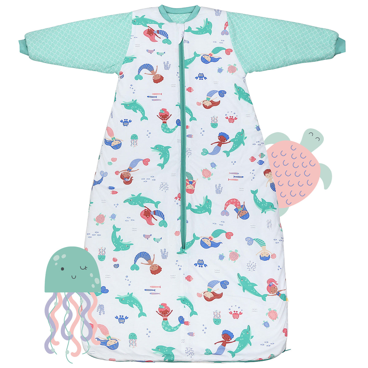 Long Sleeve Baby Sleeping Bag - 3.5 TOG_Mermaid_front_471