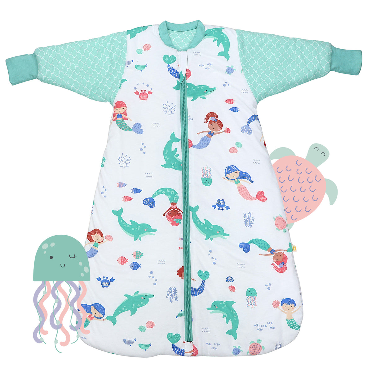 Long Sleeve Baby Sleeping Bag - 3.5 TOG_Mermaid_front_471